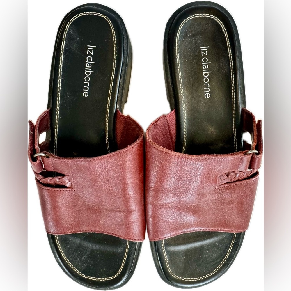 Liz Claiborne Leather Burgundy Sandals